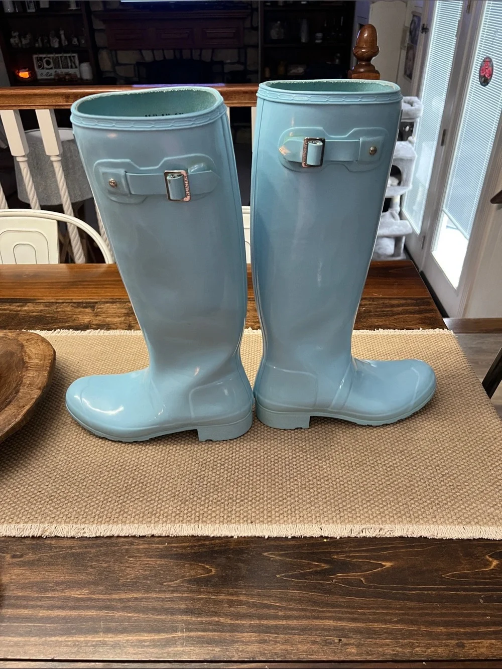 Hunter Glossy Sky Blue Tall Rain Boots
